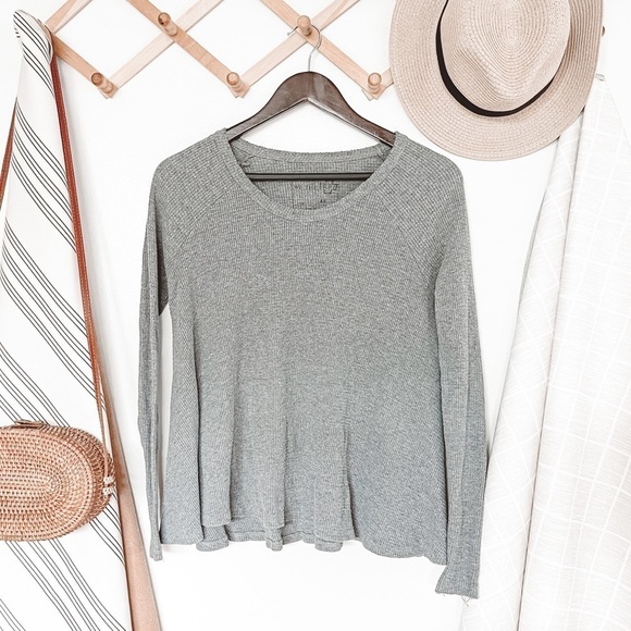 Free People Gray Long Sleeve Thermal Top - Picture 2 of 6